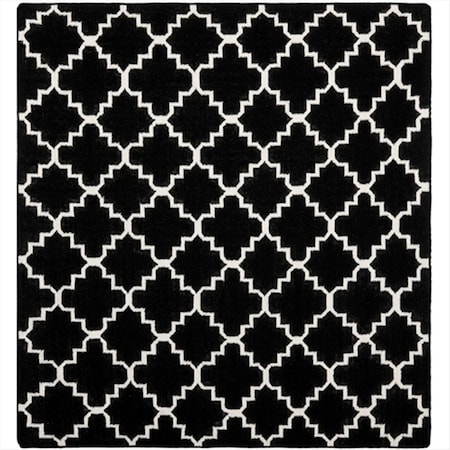 Safavieh 6 ft. x 6 ft. Square Contemporary Dhurries- Black and Ivory- Flatweave Rug DHU554L-6SQ